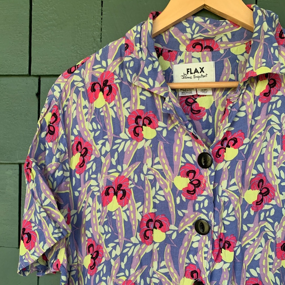 Vintage FLAX Floral pattern rayon dress